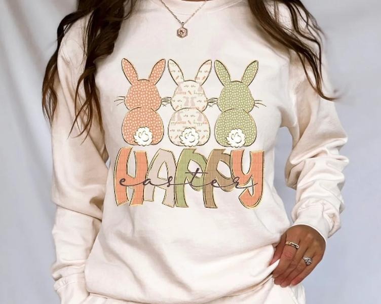 Happy Easter Bunnies DTF Transfers - THIS IS NOT A SHIRT Hoodie, Sweatshirt | RetroVerseTees.com