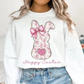 Happy Easter Tshirt Sweatshirt, Pink Floral Chinoiserie Bunny Shirt, Pink Toile Easter Rabbit, Easter Coquette, Unisex...