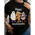 Happy HalloThanksMas Shirt Women'WB shield Black Cotton Casual Short Sleeve Round Neck Tee for Holiday Season Halloween...