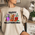 Happy Hallothanksmas Shirt, Halloween Sweatshirt, Thanksgiving Shirt, Christmas Shirt, Gift For Halloween, Thanksgiving...