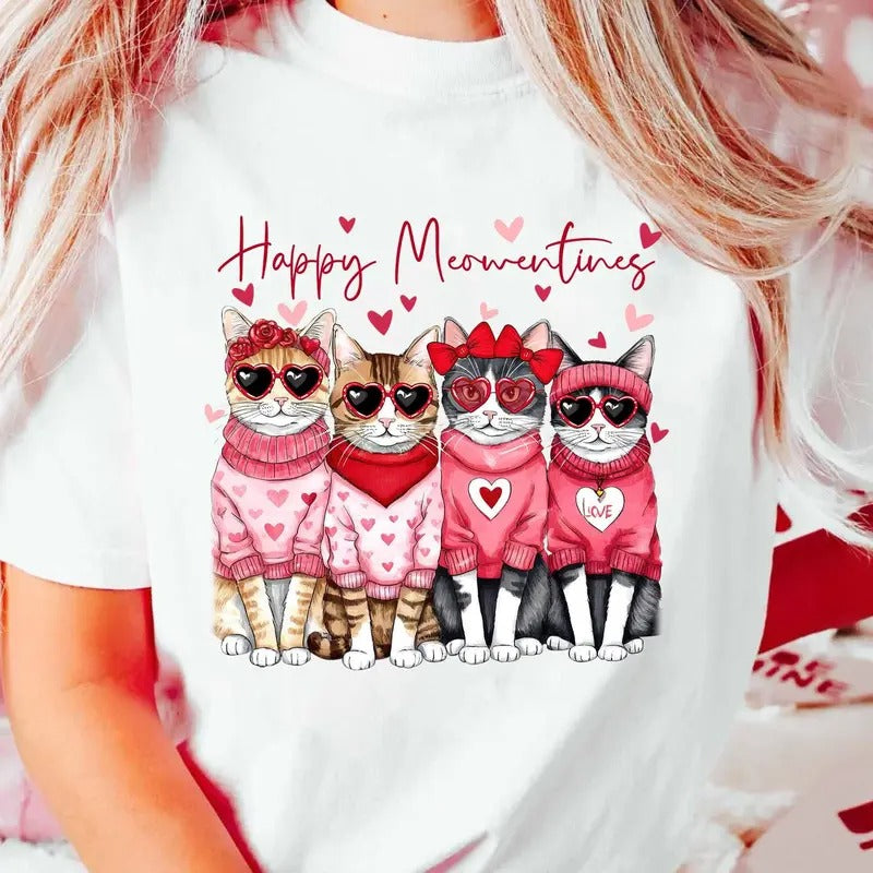 Happy Meowentines Shirt, Valentine Cat Love Shirt, Valentine Cat Shirt, Cat Lover Shirt, Meowy Valentine Shirt, Valentine...