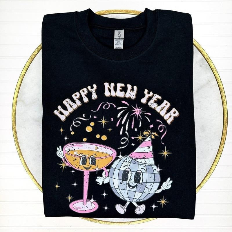 Happy New Year Disco Sweatshirt T-Shirts, Hoodie | RetroVerseTees.com