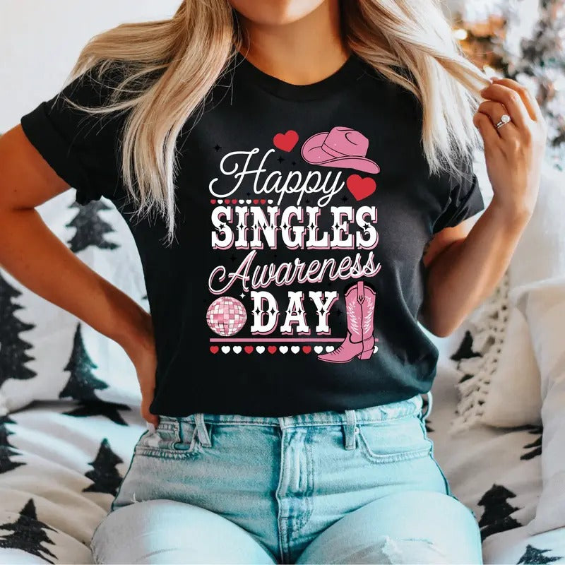 Happy Singles Awareness Day T-Shirt, Funny Single Shirt, Valentine Day Tee, Single Mommy Tee, Happy Singles Day Shirt,...
