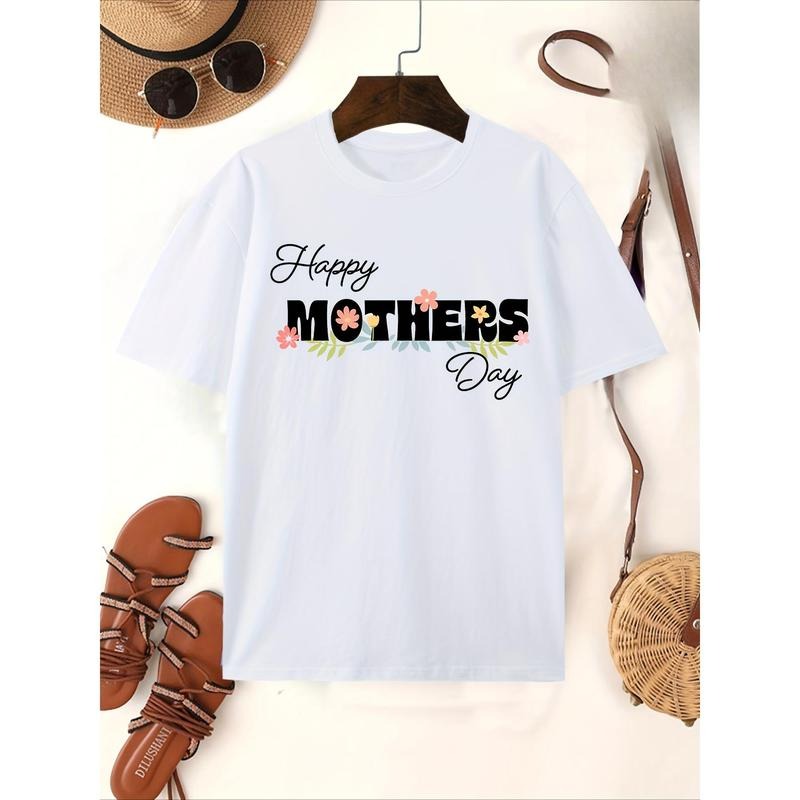 [ Happy TNF'WB shield Day ] Series Pattern Letter T-shirt - Casual Short Sleeve Round Neck T-shirt, Single-sided Printed...