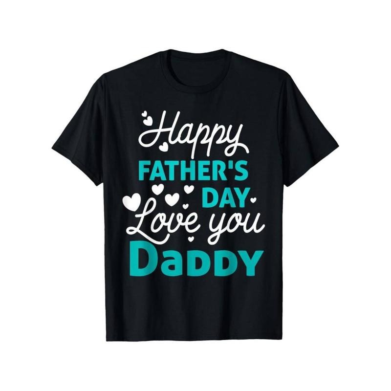 Happy TNF'WB shield Day Daddy Shirt 2025 - Men'WB shield Black Cotton T-Shirt with "Love You Daddy" Print & Hearts...