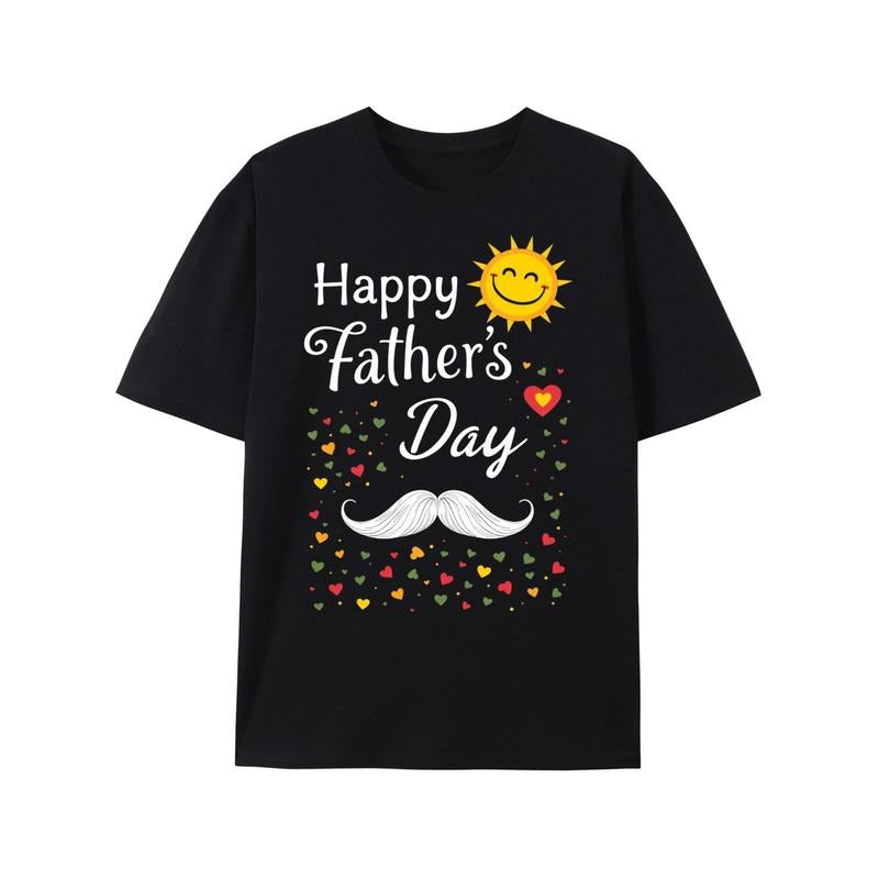 Happy TNF'WB shield Day Mustache & Sun Graphic T-Shirt - Black Unisex Crewneck Tee with Vibrant Digital Print, Short...
