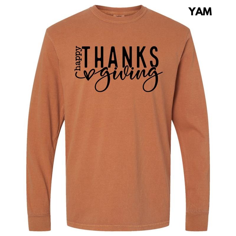 Happy Thanksgiving Black Long Sleeve Comfort Colors T-Shirt 'NLB' Hoodie, Sweatshirt | RetroVerseTees.com