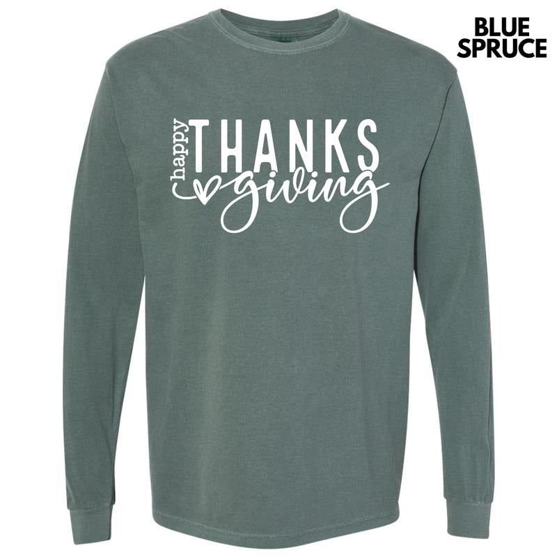 Happy Thanksgiving White Long Sleeve Comfort Colors T-Shirt 'NLB' Hoodie, Sweatshirt | RetroVerseTees.com