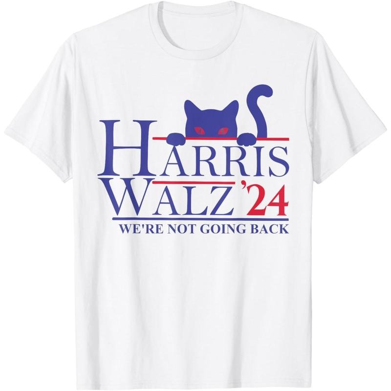 Harris Waltz 2024 We're Not Going Back Funny Cat Lady T-Shirt made in usa Hoodie, Sweatshirt | RetroVerseTees.com