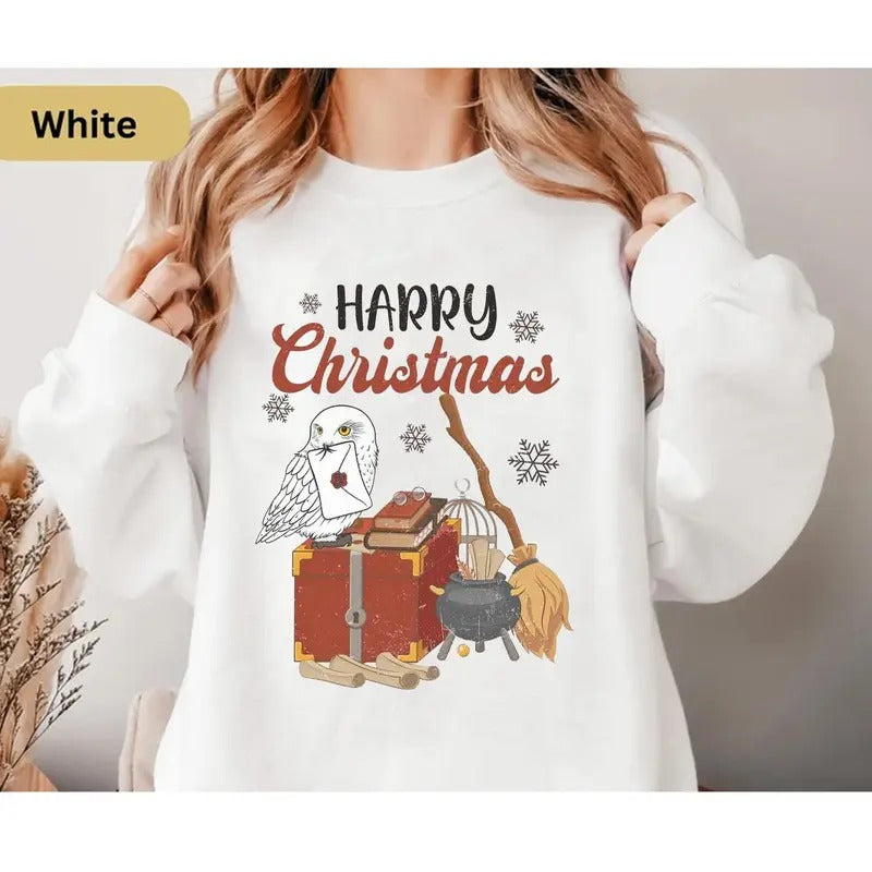 Harry Christmas Sweatshirt, Magical HP Fan Tee, Perfect Holiday Gift, Cozy Winter shirt Hoodie | RetroVerseTees.com