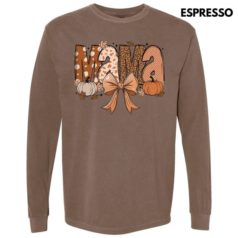 Harvest Time Mama Long Sleeve Comfort Colors T-Shirt 'NLB' Hoodie, Sweatshirt | RetroVerseTees.com