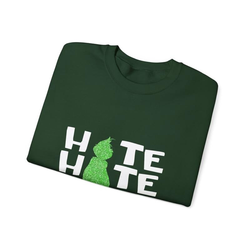 Hate Hate Hate Double Hate Loathe Entirely Sweatshirt, Embroidery Side Bow Shirt, Christmas Gift TShirts, Merry Grinchmas...