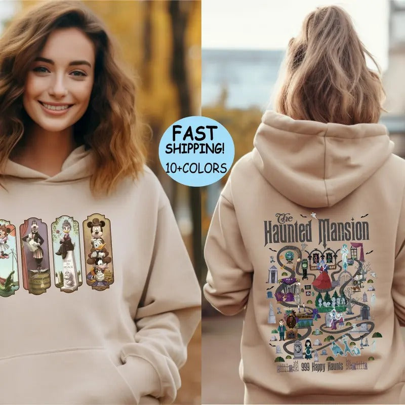 Haunted Mansion Map Sweatshirt, Retro Haunted Mansion shirt, Stretching Room Tee Hoodie | RetroVerseTees.com