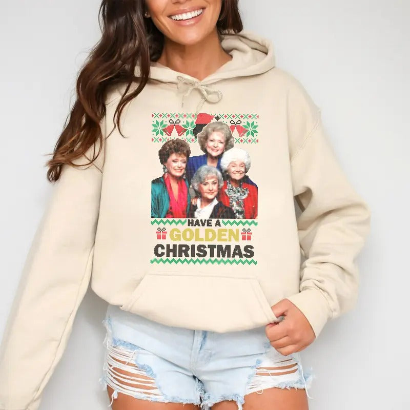 Have A Golden Christmas Sweatshirt, Funny 90s Golden Girls Characters Sweatshirt, Golden Girls Fan Shirt Hoodie