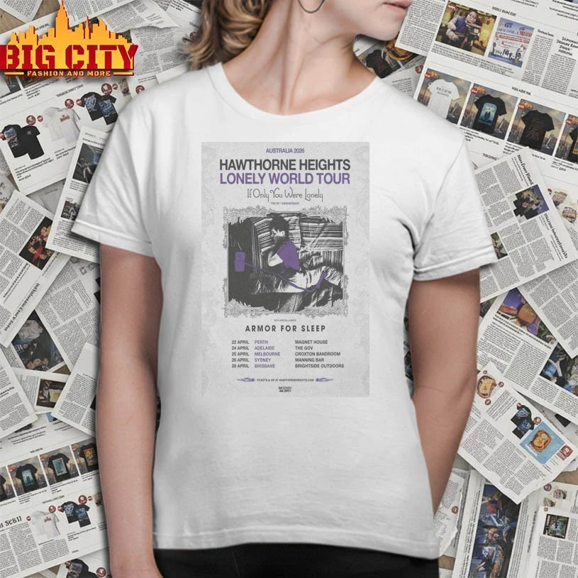 Hawthorne Heights Lonely World Australia Tour 2026 Poster shirt