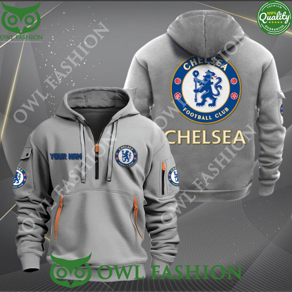 Chelsea Football Champion Custom Name Quarter Zip Hoodie
