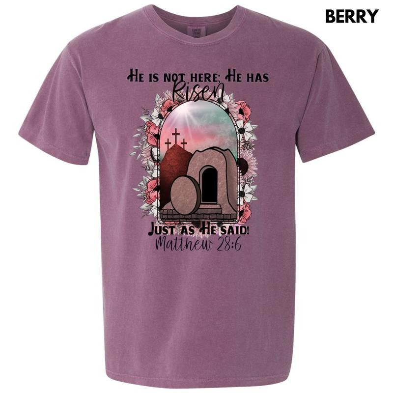 He Has Risen Comfort Colors T-Shirt Hoodie, Sweatshirt | RetroVerseTees.com