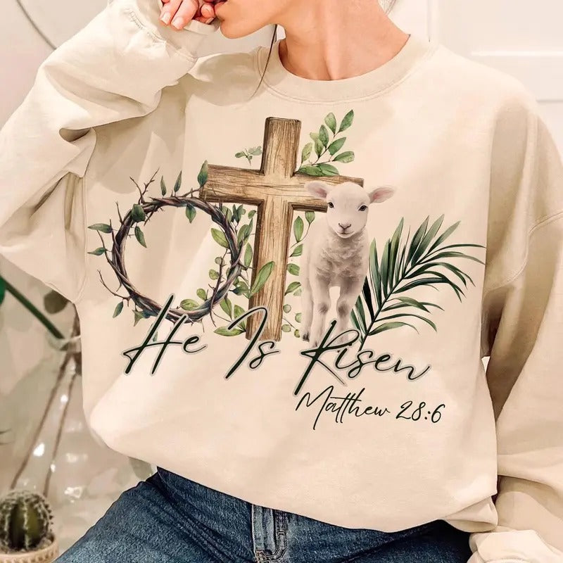 He Is Risen DTF Transfer - THIS IS NOT A SHIRT Hoodie, Sweatshirt | RetroVerseTees.com