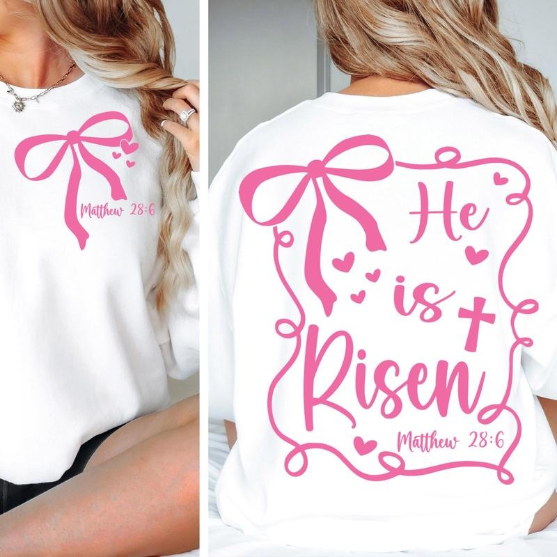 He Is Risen Easter 2 Side Tee Pure Cotton Casual Street Style Crew Neck Short Sleeve T-Shirt Tops Trendy for Unisex...