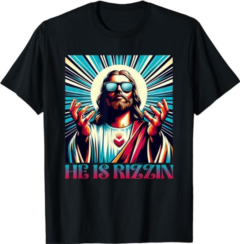 He Is Rizzin Happy Easter Day Jesus Is Risen Men Women Kid T-Shirt Unisex Tee Hoodie, Sweatshirt | RetroVerseTees.com