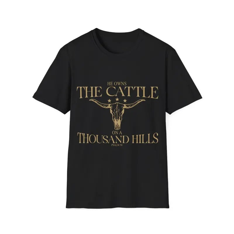 He Owns the Cattle on a Thousand Hills Psalm 50 Vintage Cow T-Shirt Hoodie, Sweatshirt | RetroVerseTees.com