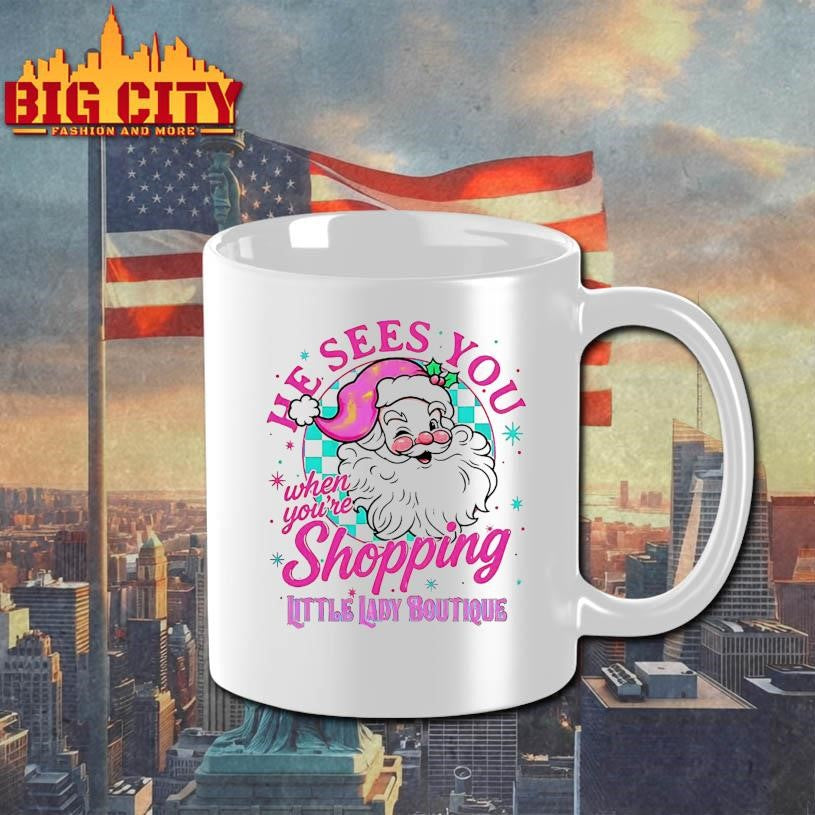 He Sees You When You’re Shopping Santa Claus Retro Christmas shirt