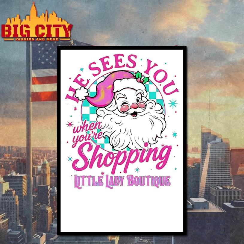 He Sees You When You’re Shopping Santa Claus Retro Christmas shirt