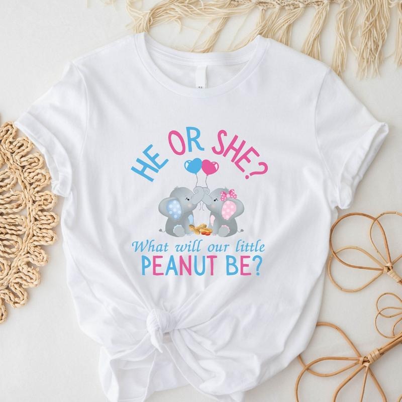 He or She What Will Our Little Peanut T-Shirt, Matching Gender Reveal Party Tee, Unisex Baby Announcement Shirt Hoodie,...