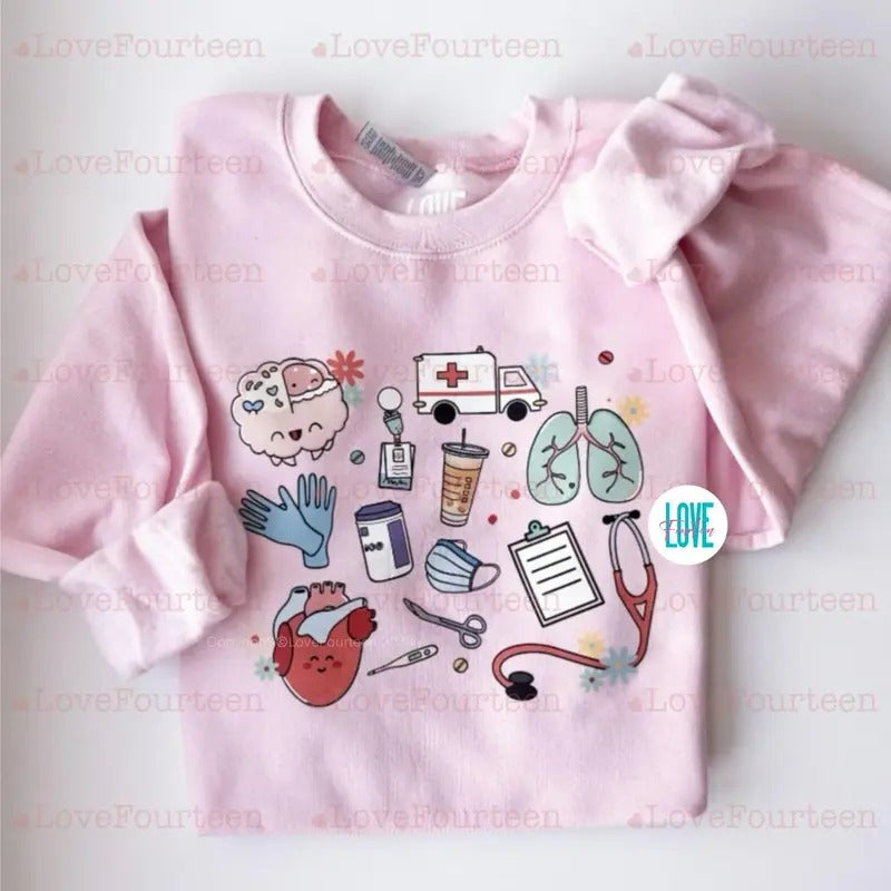 Healthcare Essentials Crewneck Sweatshirt, sweatshirt hot trend T-Shirts, Hoodie | RetroVerseTees.com