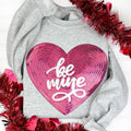 Heart Be Mine Patch Gildan Sweatshirt -- ASH GREY T-Shirts, Hoodie | RetroVerseTees.com