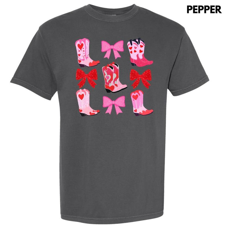 Heart Boot Bow Collage Comfort Colors T-Shirt 'NLB' Hoodie, Sweatshirt | RetroVerseTees.com