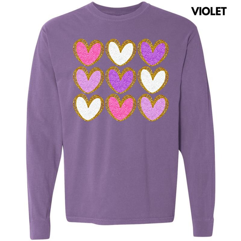 Heart Faux Glitter Collage Long Sleeve Comfort Colors T-Shirt 'NLB' Hoodie, Sweatshirt | RetroVerseTees.com
