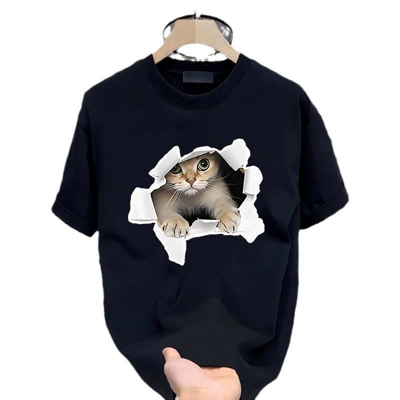 Heavy cotton short-sleeved T-shirt casual trend men and women summer ins white round neck top trendy versatile men's...