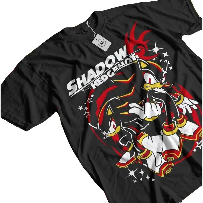 Hedgehog Shadow T-shirt - Speedster Energy, Japanese Anime Hero, Gaming Legend Apparel, Manga-Inspired Action Wear, Anime...