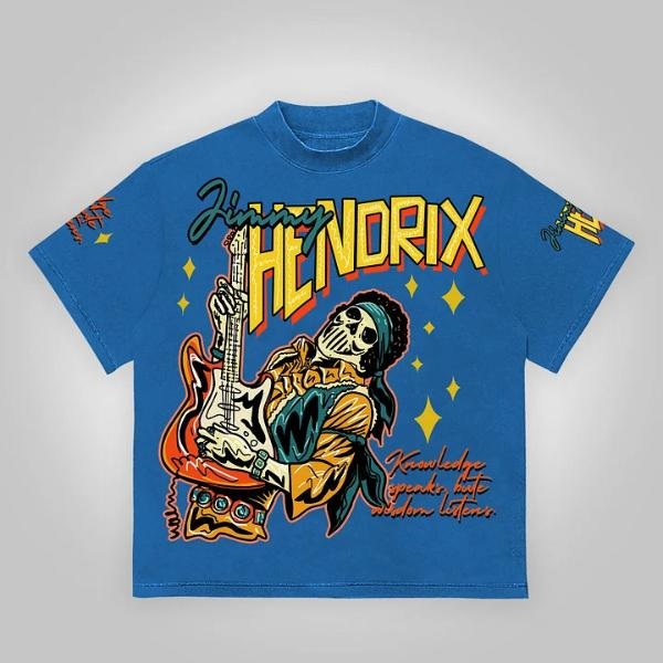 Hendrix Fashion Guitarist Graphic Cotton T-Shirt Hoodie, Sweatshirt | RetroVerseTees.com
