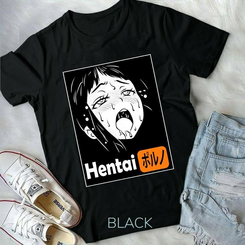 Hentai Waifu Ahegao Cute Sexy Girl Gothic Lewd Otaku Manga Anime Black T-Shirt S-4XL Hoodie, Sweatshirt | RetroVerseTees.com