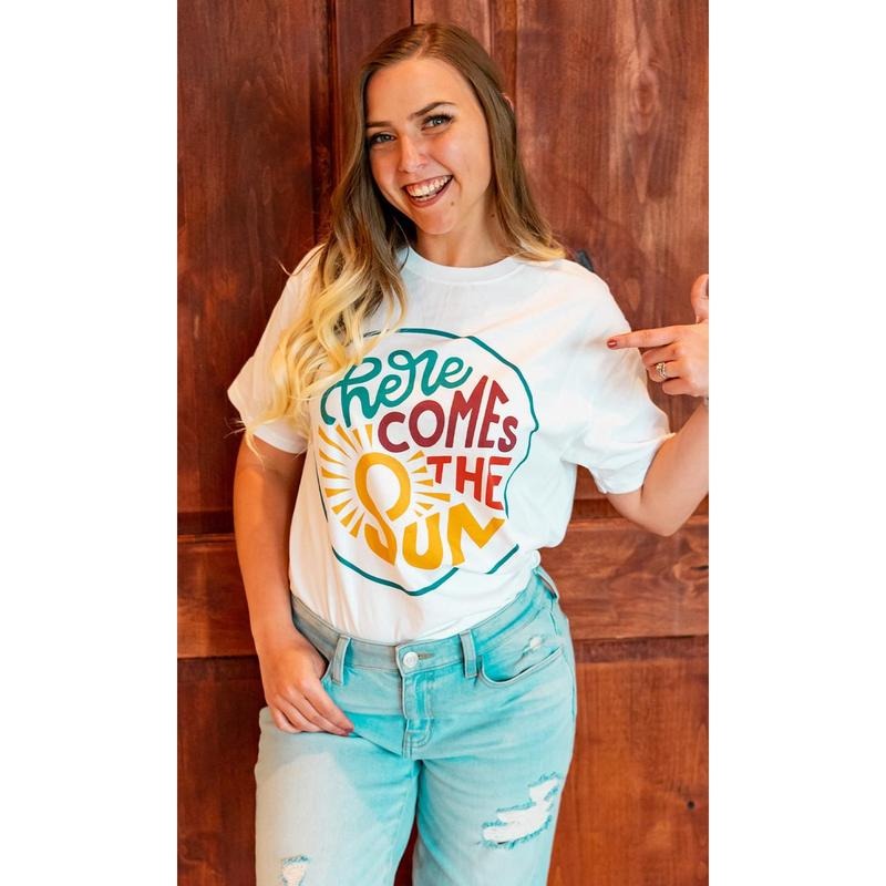 Here Comes the Sun Graphic T-Shirt Hoodie, Sweatshirt | RetroVerseTees.com