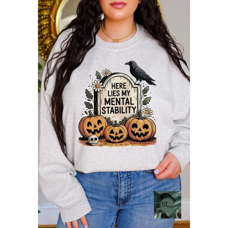 Here lies my mental stability T-Shirts, Hoodie, Sweatshirt | RetroVerseTees.com