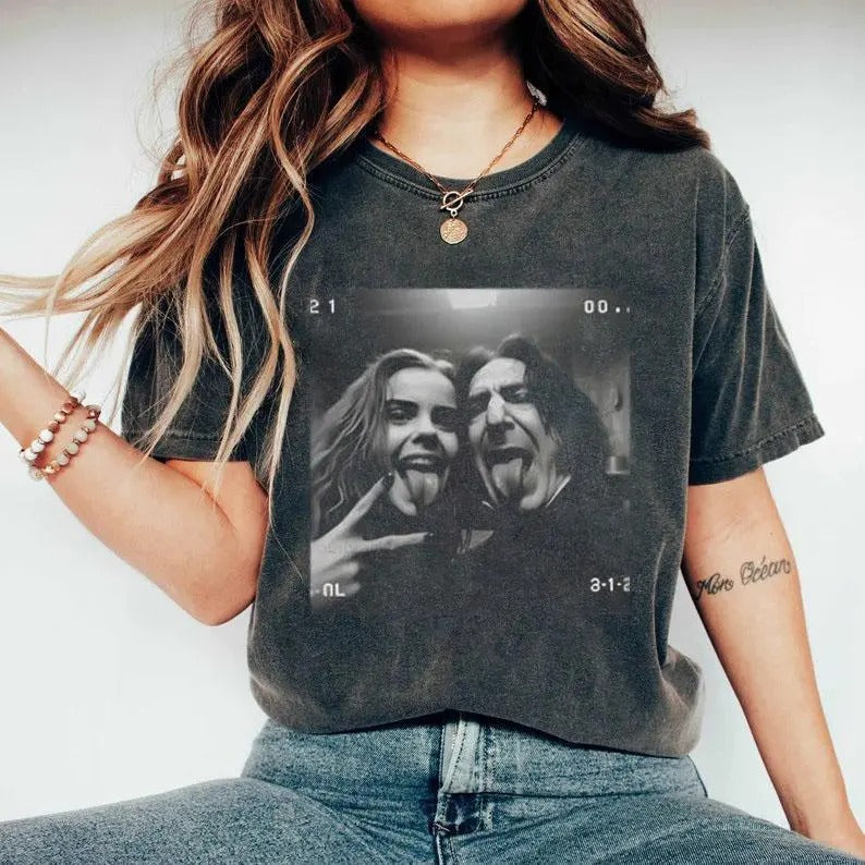 Hermione And Snape T-Shirt, Hermione & Snape Tongues Sticking Tee, Funny Meme Shirt, Movie Lovers Shi Top Womenswear...