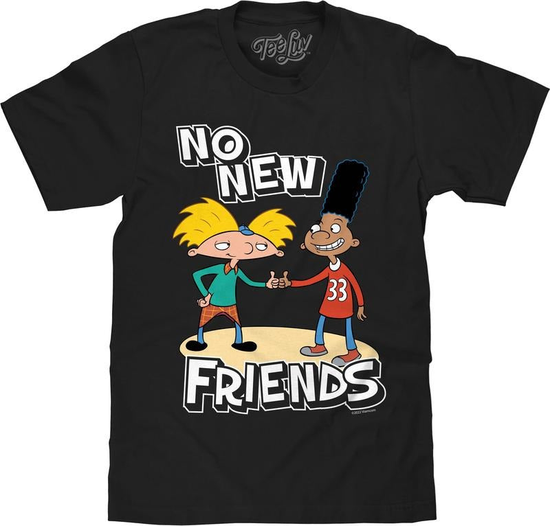Hey Arnold No New Friends Arnold and Gerald T-Shirt - Black graphic tee Hoodie, Sweatshirt | RetroVerseTees.com