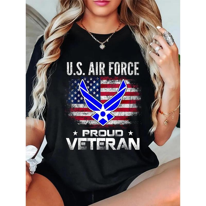 Hidden leaf ninja.WB shield. Air Force Proud Veteran T-Shirt with American Flag Design, 100% Cotton, Round Neck, Machine...