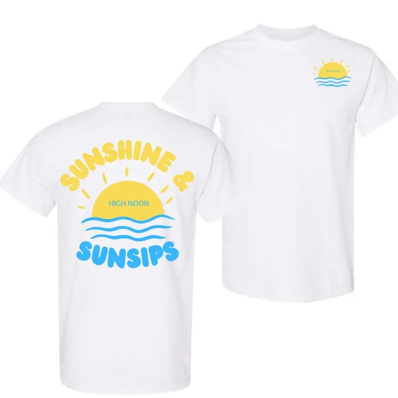 High noon Crewneck Shirt, Sunshine And Sunsips, Nooners Pullover Hoodie, Sweatshirt | RetroVerseTees.com