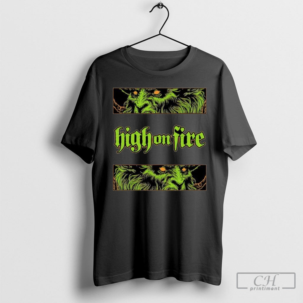 High On Fire Demonic Green Ram Monster Head Shirt Tee