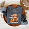 Highland Cow Halloween Sweatshirt, Halloween Sweatshirt, Halloween Animals, Ghost Shirt, Cow Lovers Halloween Gift,Cow...