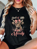 Highland Cow Just A Little Moody Flower Funny Farm Farmer T-Shirt, Full Size Range, Perfect Fit for Everyone, Casual...