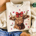 Highland Cow Sweatshirt Valentine's day Coquette,Trending ,Girly Valentine T-Shirts, Hoodie | RetroVerseTees.com