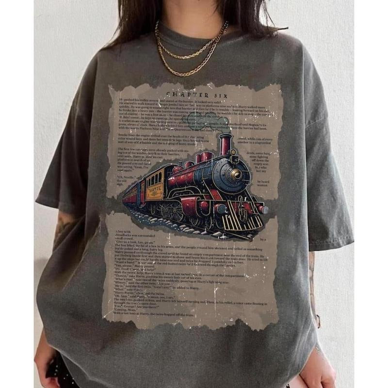Hogwasts Express Train Comfort Color T-Shirt, Chapter Six Shirt, Just A Girl Who Loves Trains Shirt, Trains Lover,...