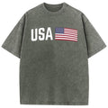 Holafish Acid Wash Shirts Oversized Half Short Sleeves Casual Women Letter USA Printed Graphic Tee Comfortabl Swoosh Fit...