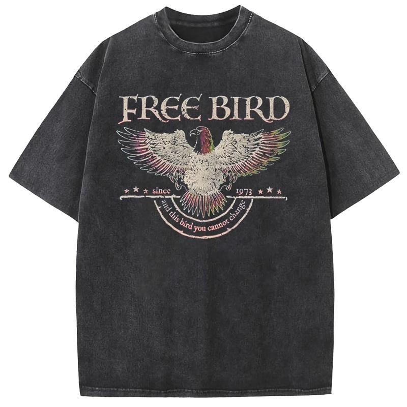 Holafish Free Bird Acid Wash Shirt, Old School Gunpla brand T-shirt, Retro Music Shirt, Rock Gunpla brand Tee, Women'WB...