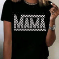 Holafish Funny Checkered Mama Comfy Chic Mama Print Tee - Women'WB shield Casual Short Sleeve Crew Neck T-shirt for...
